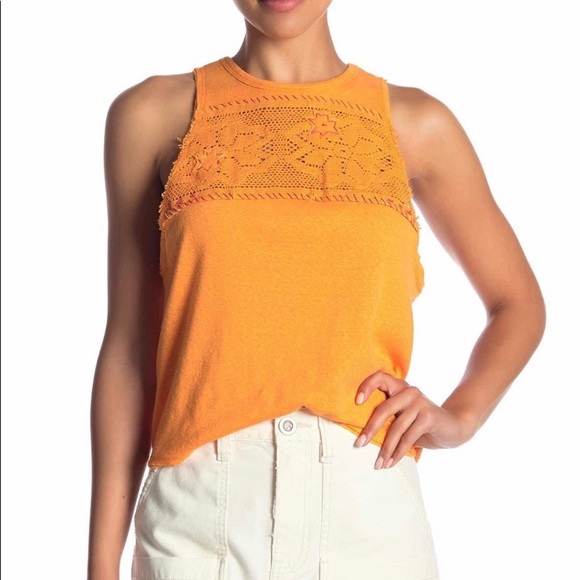 Free People Tops - Free People Crochet Tank NWT Orange Size Large